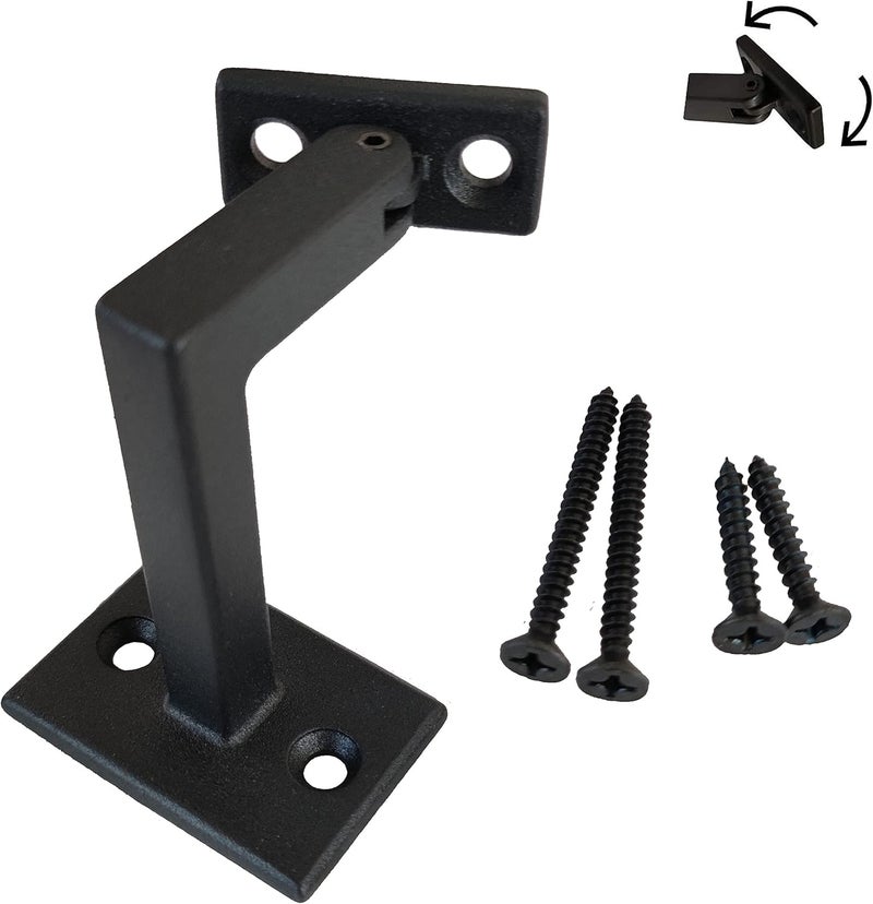 Langdoly 3-3/8" High Swivel Handrail Brackets for Staircase Stair Railing Heavy Duty Black Brackets with Screws (Pack of 1) (Textured Black) - Image 1